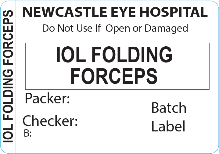 IOL FOLDING FORCEPS Piggy Back Label printer 50 x 35 mm 500 per roll - No indicator