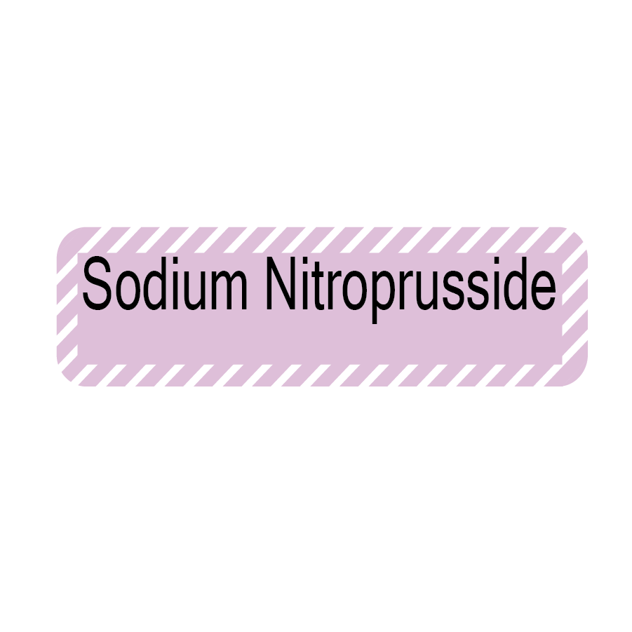 Sodium Nitroprusside - 40 x 12, PAPER, Black print on Violet/White diag stripe Label, 800 per roll