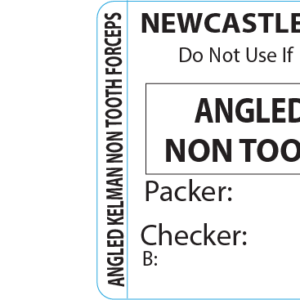 ANGLED KELMAN NON TOOTH FORCEPS - 50x35mm, Piggy Back Label, Black Print, 500/roll