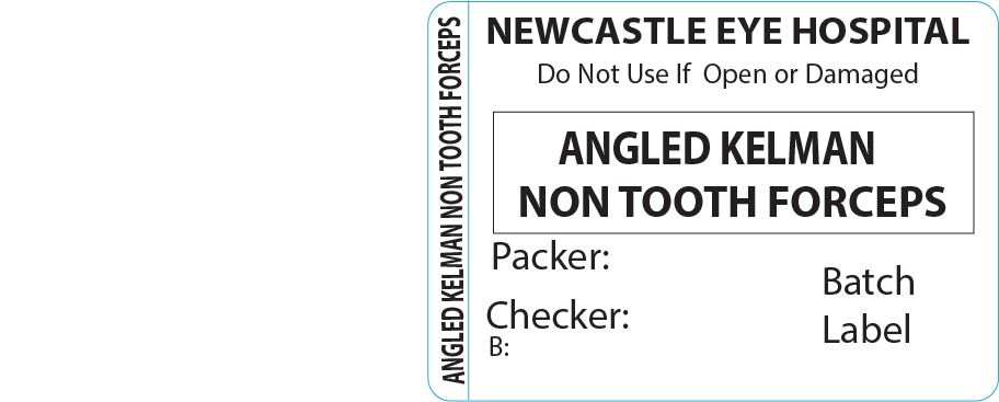 ANGLED KELMAN NON TOOTH FORCEPS - 50x35mm, Piggy Back Label, Black Print, 500/roll