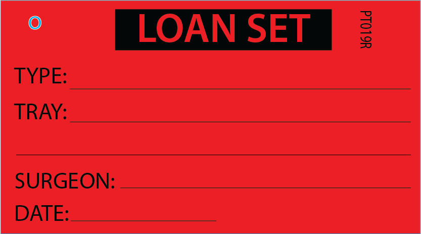 LOAN SET - 50 x 90, Black Print on Red Polytag, 100 hole-punched per pack with ties