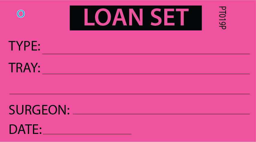 LOAN SET - 50 x 90, Black Print on Pink, 100 per pack with ties