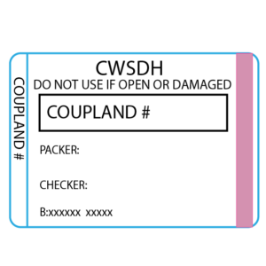 Coupland - 50 x 35 , Black print on White piggyback Label with steam indicator 500 per roll