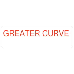 GREATER CURVE - 40 x 12, PAPER, Red print on White Label. 800 per roll