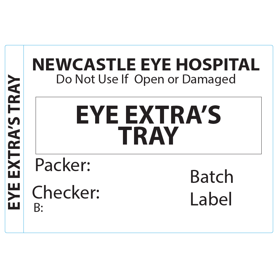 Eye Extra's Tray - 50 x 35mm, Piggy back label, Black Print, 500 per roll