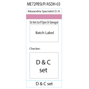 D & C set' Alexandria Specialist D.H. Pre-printed white Piggy Back label with steam indicator 72mm x 35mm 500 per roll