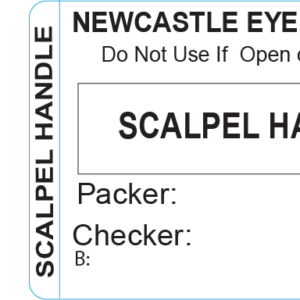 SCALPEL HANDLE- 50 x 35mm, Piggy Back Label, Black Print, 500 per roll - No Indicator