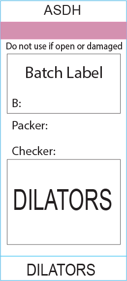 DILATORS - ASDH, 72x35mm, Black Print on Steam Indicator Piggy Back, 500/roll