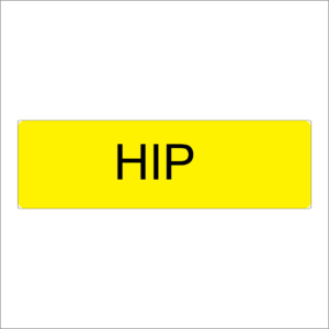 HIP - 40 x 12 , PAPER, Black print on Fluoro Yellow Label, 800 per roll