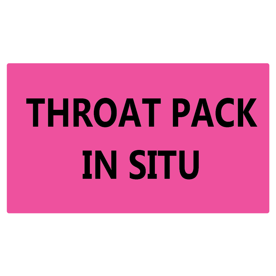 THROAT PACK INSITU - 70 x 40, PAPER, Black print on Fluoro Pink label, 500 per roll