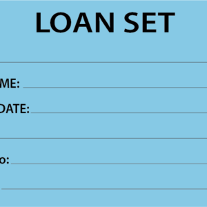 LOAN SET - 90x50mm, Black print on Blue Polytag, 100 per pkt, w/ ties