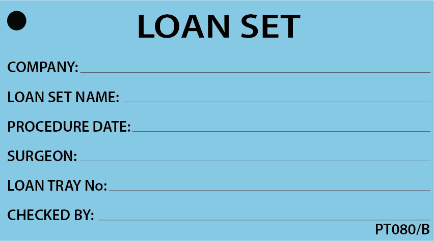 LOAN SET - 90x50mm, Black print on Blue Polytag, 100 per pkt, w/ ties