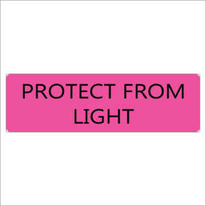 PROTECT FROM LIGHT, 40 x 12 , PAPER, Black print on Fluoro Pink Label, 800 per roll