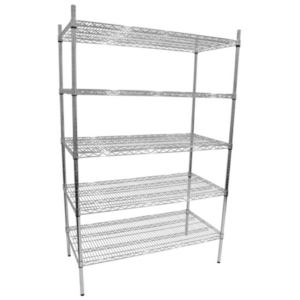 Static Chrome wire shelving 610mm x 1220mm x 1880mmh, 5 shelves