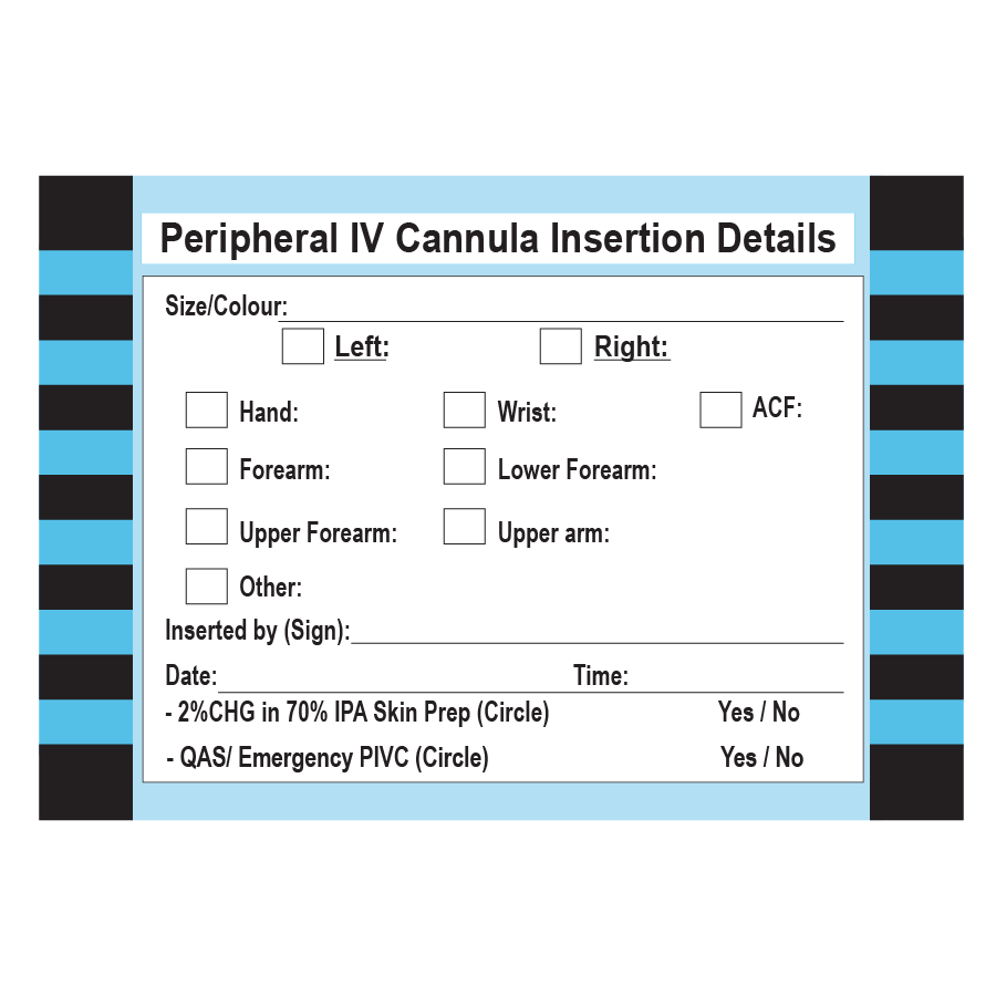 Peripheral IV Cannula Insertion Details - 90 x 60mm, Wide Edge Leading, POLY, 500 labels per roll