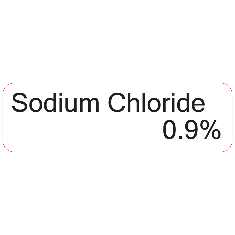Sodium Chloride 0.9% - 40 x 12, PAPER, Black print on White Label, 800 per roll