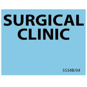 SURGICAL CLINIC - 43mm x 55mm, PAPER, Black print on Blue label, 400 per roll