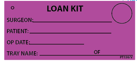 LOAN KIT - 110 x 50, Black print on Violet Tag, 100 per pack with ties
