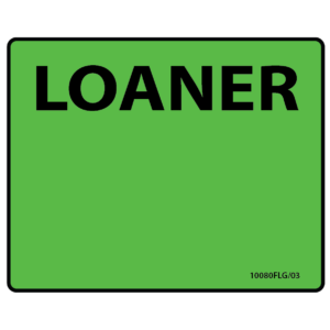 LOANER - PAPER, 100 x 80, Black print on Fluoro Green label with Black border, 400 per roll