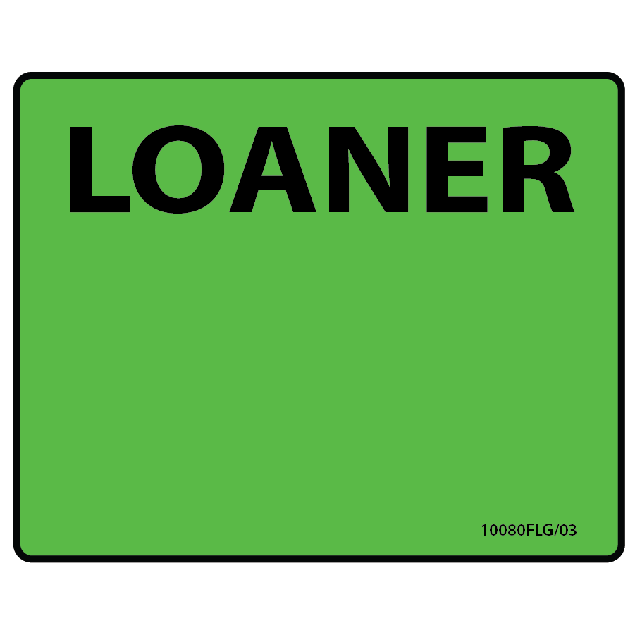 LOANER - PAPER, 100 x 80, Black print on Fluoro Green label with Black border, 400 per roll