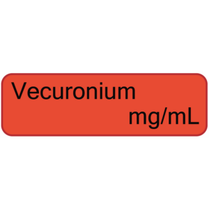 Vecuronium mg/ml, 40 x 12, PAPER, Black print on Red Label, 800 per roll
