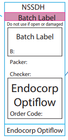 Endocorp Optiflow - 72x35mm, Black print on white Piggy Back label w/ steam indicator, 500/roll