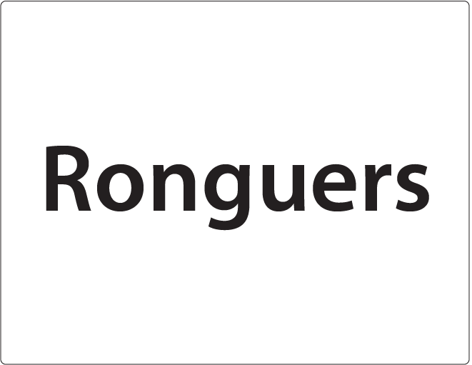 Ronguers -27mm x 36mm Black Print on White Label, 400 per roll