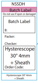 Hysterescope 35° 4mm + Sheath - Pre-printed white Piggy Back label with steam indicator 72mm x 35mm 500 per roll
