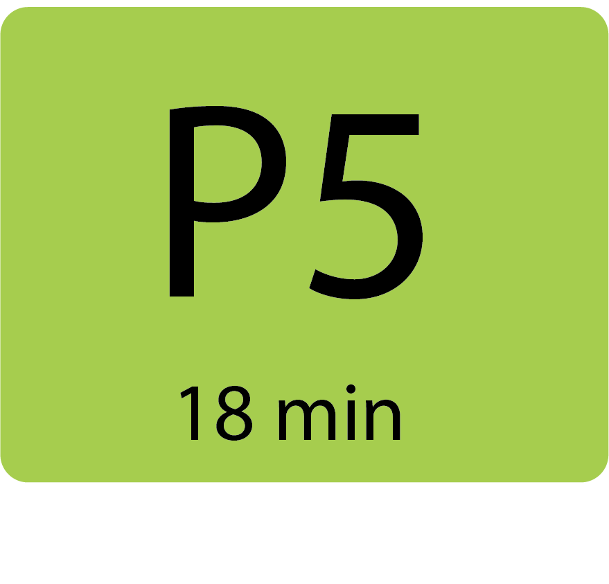 P5 18min - 43mm x 55mm, PAPER, Black print on Green label, 400 per roll
