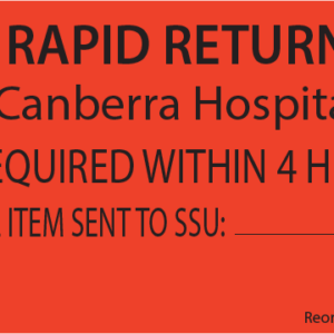 RAPID RETURN - 110 x 50, Black print on Red Tag, 100 per pack with ties