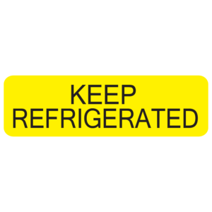 Keep Refrigerated - 40 x 12mm, PAPER, Black on Fluoro Yellow, 800 per roll
