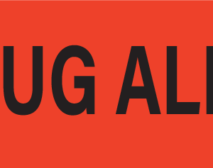 DRUG ALERT - 40 x 12, PAPER, Black print on Fluoro Red Label, 800 per roll