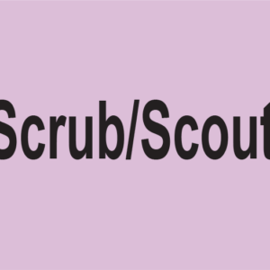 Scrub/Scout- 100 x 80, PAPER, Black Print on Violet Label, 400 per roll