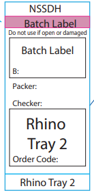 Rhino Tray 2 - Pre-printed white Piggy Back label with steam indicator 72mm x 35mm 500 per roll