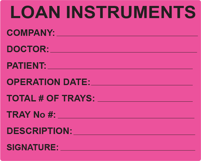 LOAN INSTRUMENTS - 100 x 80, PAPER, Black print on Fluoro Pink Label, 400 per roll