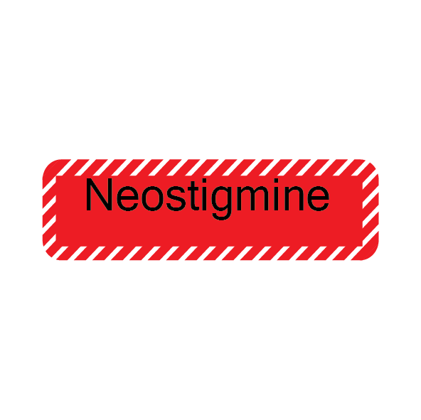 Neostigmine, 40 x 12, PAPER, Black print on Red Label with White Diagonal stripes, 800 per roll