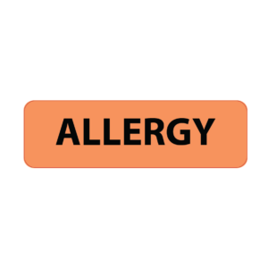 ALLERGY - 40 x 12, PAPER, Black print on Fluoro Orange Label, 800 per roll