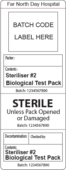 Steriliser #2 Biological Test Pack - (Sequential numbers) - 103 x 40mm, Piggy back label, 500/roll