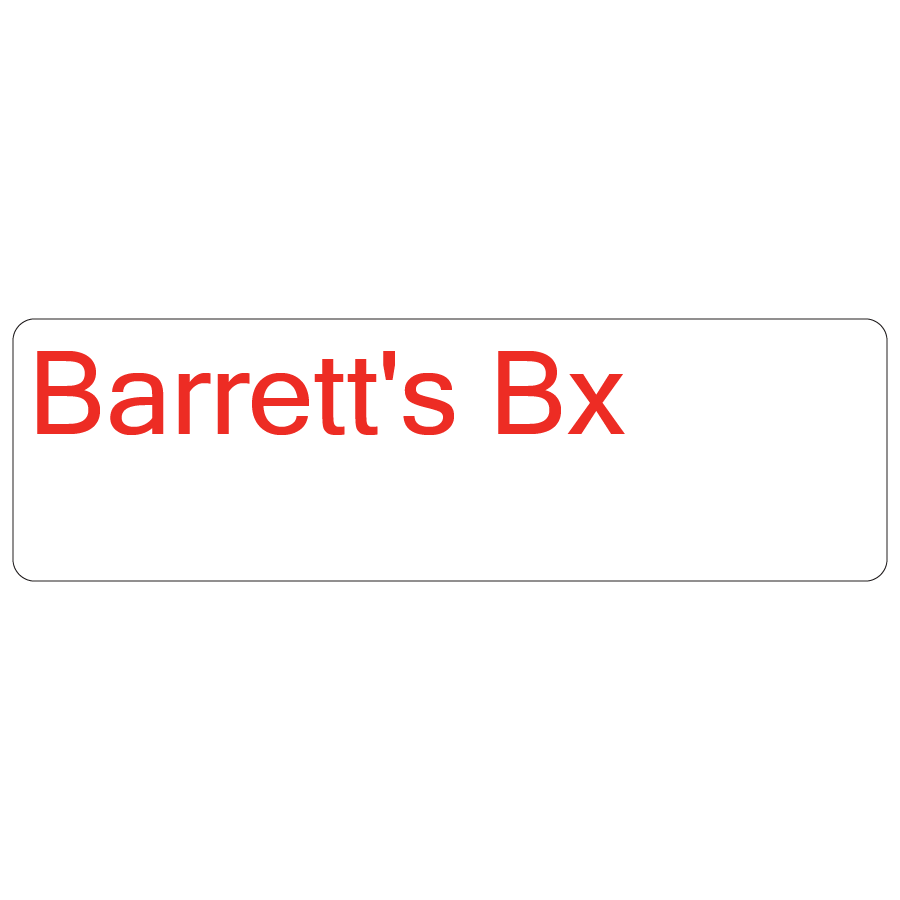 Barrett's Bx - 40 x 12, PAPER, Red print on White Label, 800 per roll