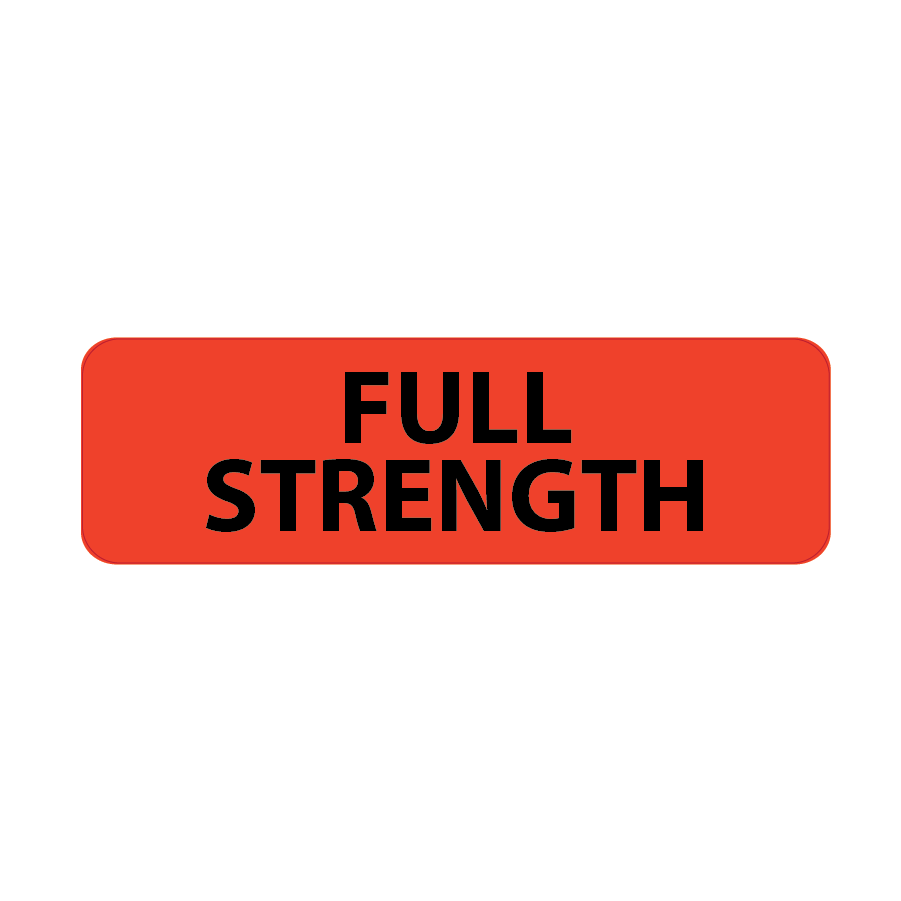 Full Strength - 40 x 12, PAPER, Black print on Red Label, 800 per roll