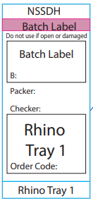 Rhino Tray 1 - Pre-printed white Piggy Back label with steam indicator 72mm x 35mm 500 per roll
