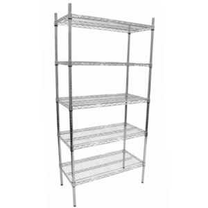 Static Chrome wire shelving 460mm x 910mm x 1880mmh, 5 shelves