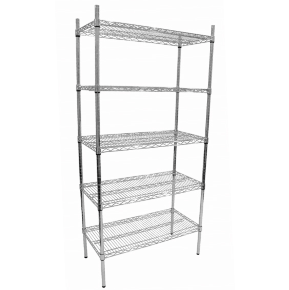 Static Chrome wire shelving 460mm x 910mm x 1880mmh, 5 shelves