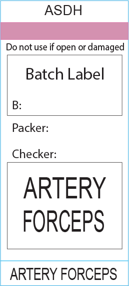 ARTERY FORCEPS - ASDH, 72x35mm, Black Print on Steam Indicator Piggy Back, 500/roll