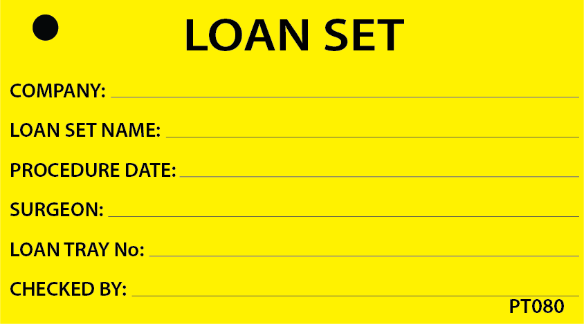 LOAN SET - 90X50mm, Black print on Yellow Polytag, 100 per pkt, w/ ties