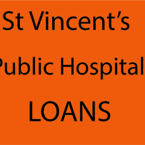 St Vincent's Public Hospital LOANS - 100 x 80, PAPER, Black print on Fluoro Orange label , 400 per roll