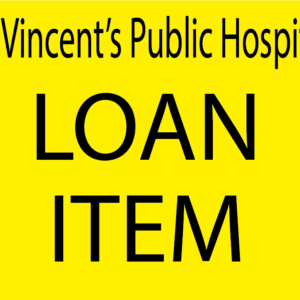 St Vincent's Public Hospital LOAN ITEM -100 x 80,PAPER, Black Print on Fluoro Yellow Label, 400 per roll