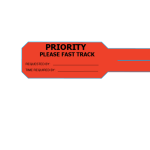 PRIORTY PLEASE FAST TRACK, Black on Red, 60mm x 240, 500 labels per roll.