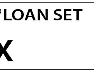 LOAN SET X - 90 x 50, Black print on White,100 per pack with ties