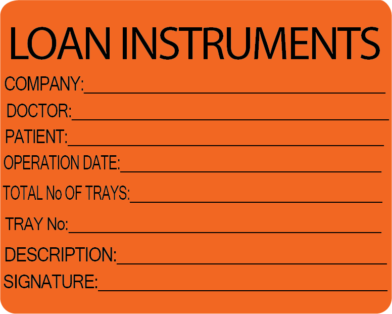 LOAN INSTRUMENTS - PAPER, 100 x 80, Black print on Fluoro Orange label, 400 per roll